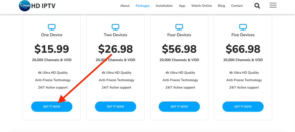 Xtreme HD IPTV pricing